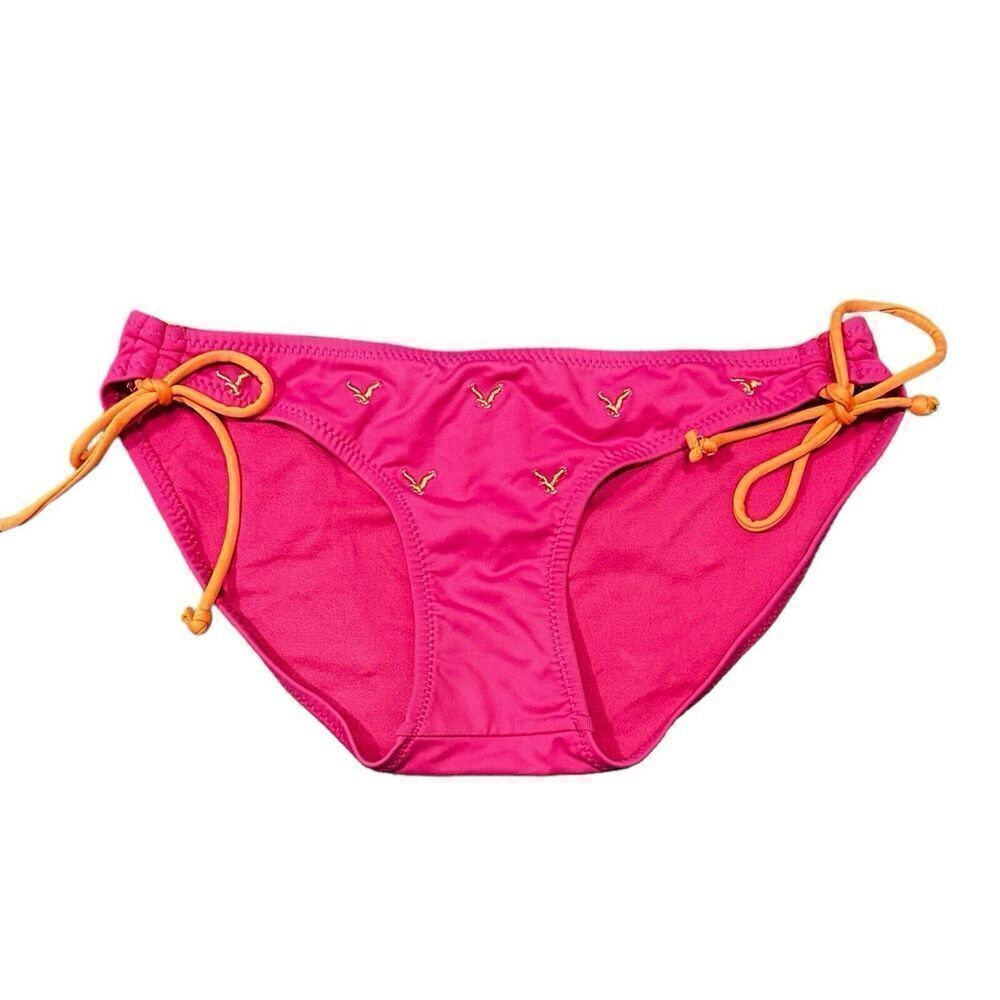 American Eagle vintage Y2K Bird Logo‎ Bikini Swim Bottoms Sz XS Pink Orange